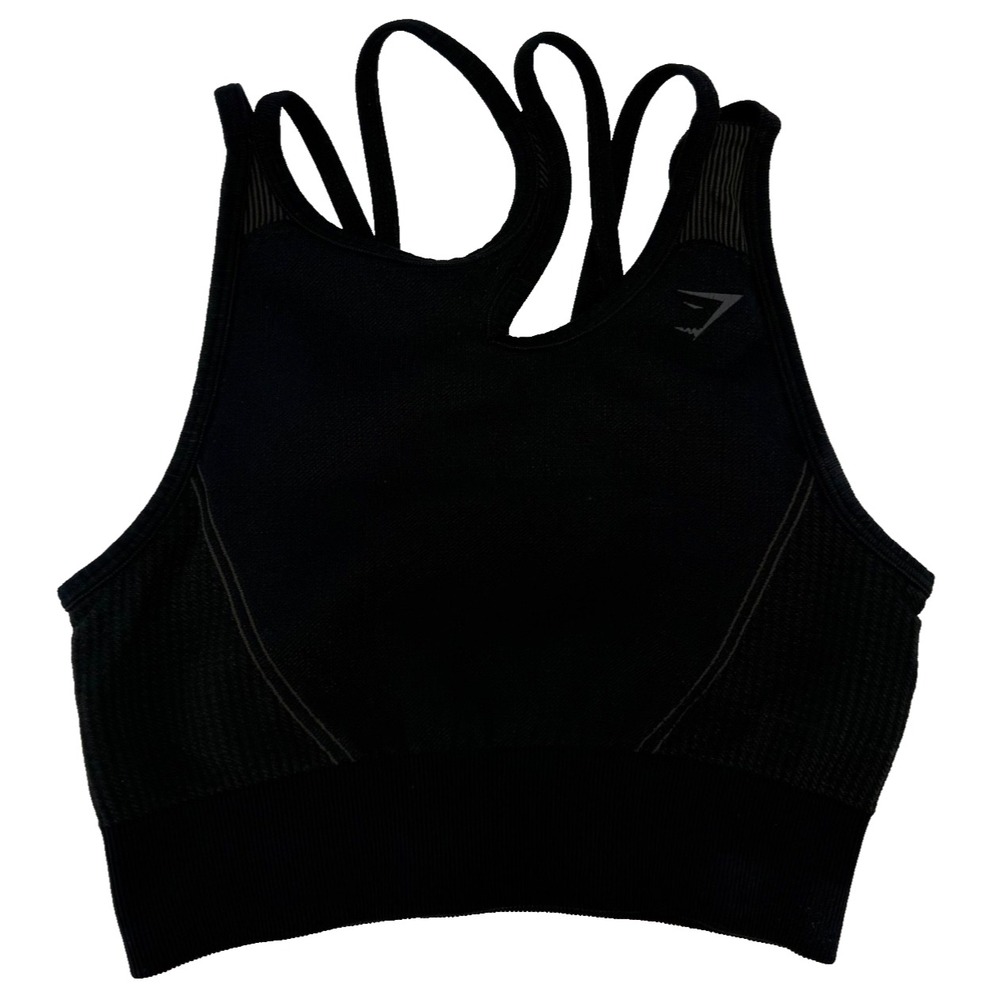 Gymshark Seamless Sports Bra Women's US S Black Strappy Medium Support Crop Top